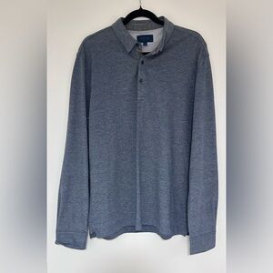 ⭐️ Men’s Fairlane Performance Pique Long Sleeve Blue Polo Shirt Size Large